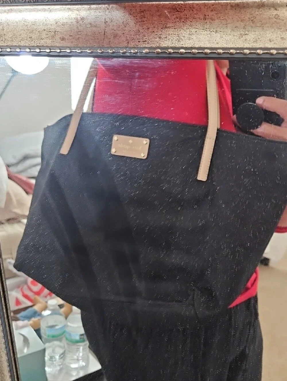 kate spade Black Tote with Tan Handles
